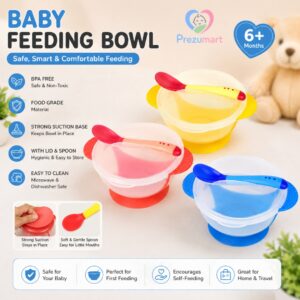 Baby Feeding Bowl with Suction Base, Lid & Spoon